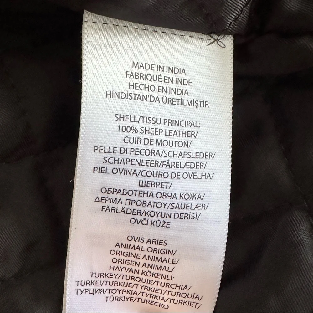 Polo Ralph Lauren Black Leather Biker Jacket - 100% Sheep Leather - size L - Picture 8 of 9
